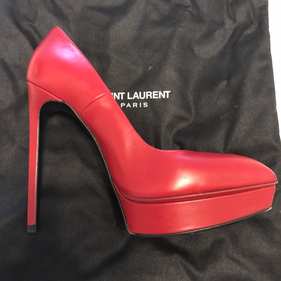 Red Saint Laurent 'Janis' Platform Pump - Picture 8 of 8